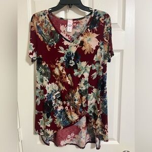 Ladies Maroon Floral Print Top